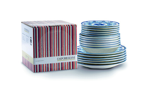 Set de 18 Assiettes en Céramique HAVANA BLU